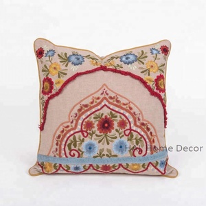 Wholesale Indian Embroidered Pillow <b>Cover</b>, <b>Designer</b> Custom Embroidered <b>Cushion</b> <b>Covers</b> Decorative Cotton Throw Pillow - Product Image 1