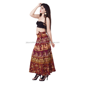 Falda envolvente de algodón con estampado de bloques para mujer, maternidad, de talla grande, patrón Floral, estilo informal de verano para adultos - Product Image 2