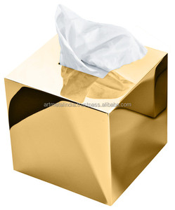 Caja de pañuelos metálica chapada en oro, tamaño personalizado - Product Image 2