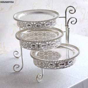 3 <b>Tier</b> Iron <b>Cake</b> <b>Stand</b> With Silver Finished - Product Image 2