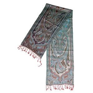 Vente chaude Dames Viscose Silencieux avec Paisley Tissé Jamavar Conceptions Tendance Jacquard Style Cachemire Écharpes Chapeau et Gants Ensembles - Product Image 3