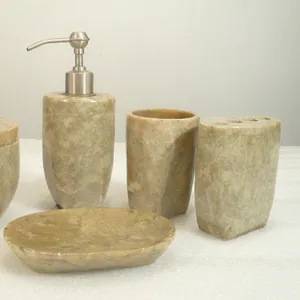 Ensemble d'accessoires de salle de bain en pierre de marbre pour décoration de salle de bain de luxe - Product Image 1