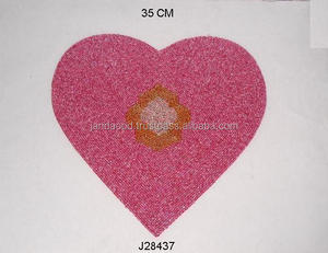 Hot Selling Heart Shape <b>Glass</b> Bead Place <b>Mats</b> Handmade <b>Glass</b> Beaded Place <b>Mat</b> Dinning <b>Table</b> Decor Beaded <b>Table</b> <b>Mat</b> - Product Image 2