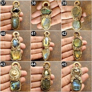 Pendentif en pierre de labradorite naturelle, 1 pièce, pierre précieuse en argile polymère naturelle, collier, vente en gros - Product Image 5