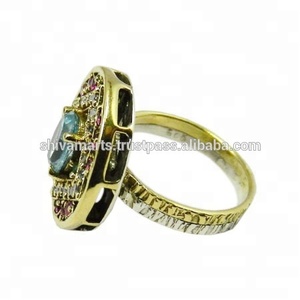 แหวนแฟชั่นสวยงามหลายชิ้น925ทึบพลอยบุษราคัมสีฟ้าสำหรับงานแต่งงาน - Product Image 2