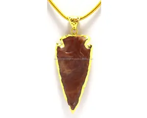 Bijoux faits à la main en pierres précieuses naturelles multiples électrolytiques Pendentif Boho pierre de naissance en jaspe plaqué or - Product Image 1