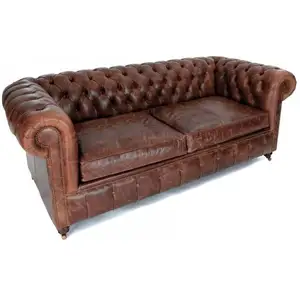 Historiador 2 Lugares Sofá Chesterfield de Couro Vintage/antigo Velho estilo de couro chesterfield sofá de dois lugares