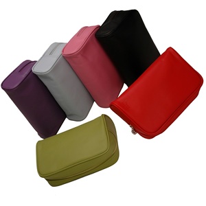 Bolsa de cosméticos de cuero genuino para mujer, organizador de maquillaje, almacenamiento, artículos de aseo - Product Image 1