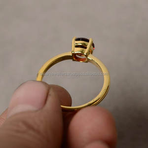 Bague de pierres précieuses grenat naturelle, bijoux faits à la main, en argent Sterling 925, en or velouté - Product Image 2