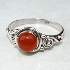 ที่น่าประทับใจรอบรูปร่าง Bezel Carnelian 925แหวนเงินสเตอร์ลิงขายร้อนเครื่องประดับเงินอินเดียเครื่องประดับเงิน - Product Image 2