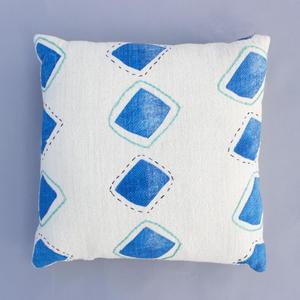 Cotton Vintage Kantha <b>Cushion</b> <b>Cover</b> Screen Print Square Box Print <b>Boho</b> Urban Pillow <b>Cover</b> 45X45 Cm - Product Image 1