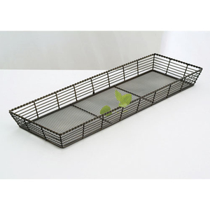 Panier et plateau noir rectangulaire en fil métallique, panier à fruits en fer forgé, panier à ustensiles de cuisine, panier de comptoir, panier de ferme - Product Image 1