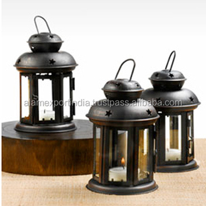 Mini vela linterna decoración del hogar Ramadán decorar Metal vela linterna vidrio transparente para decoraciones de boda - Product Image 1