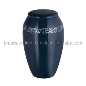 <b>Large</b> Blue Brassworld India Cremation <b>Urn</b> for Ashes Premium Funeral Supplies - Product Image 4