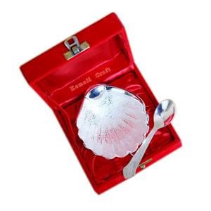 Recuerdos de Baby Shower Indios Plateados en Forma de Concha Marina - Product Image 1