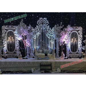 Grandioso Asiático Indio Boda Royal Stage Set Fibra de vidrio Ligero Personalizable Tamaño y Color Decoración para Evento - Product Image 1