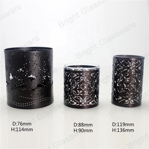Farol Decorativo Cilíndrico de Metal Negro y Latón Antiguo <span class=keywords><strong>con</strong></span> Frasco de Vidrio - Product Image 2