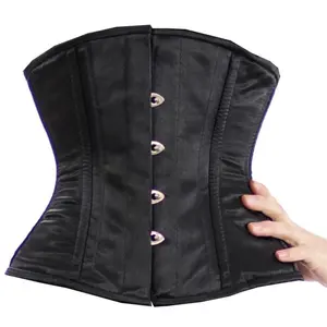 COSH korse underbust çelik kemikli bel eğitim ağır siyah saten korse satıcıları, yeni tasarım seksi kadın korse satıcıları