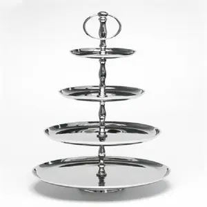 Soporte de metal brillante de 4 niveles para Tartas, diseño de forma antigua, decoración con cuentas de lujo, soporte moderno para tartas