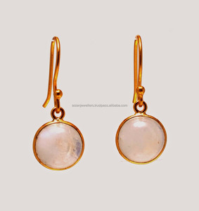 925 argent Sterling 18K plaqué or jaune 10MM coupe à facettes arc-en-ciel pierre de lune boucles d'oreilles goutte accessoire de mode élégant pour - Product Image 2