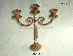 Haute qualité en aluminium métal trois bougeoir table pièce maîtresse candélabre avec finition en terre cuite décor de fête de mariage - Product Image 3