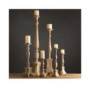 VINTAGE WOODEN <b>CANDLE</b> HOLDER - Product Image 1
