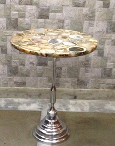 Mesa de centro de ágata, mesita de centro de METAL, lateral - Product Image 5