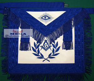 Tablier maçonnique rouge fait à la main de maître maçon brodé avec cuir et ruban Regalia pour francs-maçons - Product Image 3