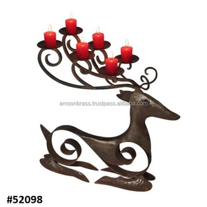 Home Decor Reindeer <b>Pillar</b> <b>Candle</b> Holder Nickel Plated Decorative <b>Candle</b> Holder - Product Image 2
