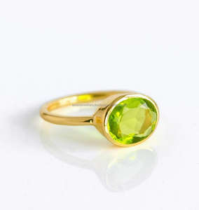 Handmade 925 Sterling Silver Ring <b>Peridot</b> Quartz Gemstone Beautiful Gold Plating Fashion <b>Jewelry</b> Weddings Parties Anniversaries - Product Image 2