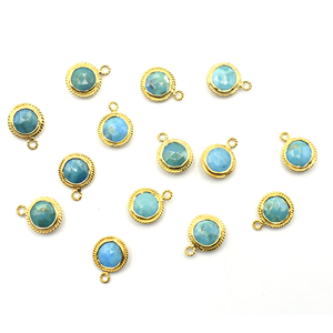 Kingman จี้925รูปวงกลมสีเทอร์ควอยซ์พร้อมจี้ชุบทองทำมือ - Product Image 4