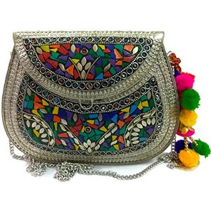 Clutches en mosaïque au charme vintage, portefeuilles en mosaïque bohème chic, sacs à main ethniques luxueux en mosaïque pour femmes à bas prix par LUXURY CRAFTS - Product Image 5