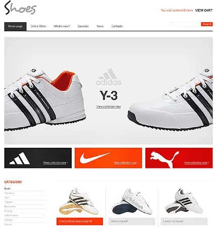 รองเท้าผู้ชายออกแบบเว็บไซต์