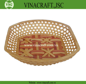 Estante de frutas de cocina de bambú decorado con flores pintadas a mano, técnica afilada, producto artesanal de Bambú - Product Image 4