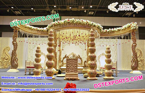 Ensemble de mandap en bois élégant en forme de paon, dernier design de mandap pour mariage en plein air, élégant décor de mariage à destination, décoration d'événement aux États-Unis - Product Image 4