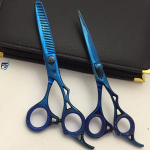 Tijera profesional de titanio con revestimiento azul para peluquero, tijeras de peluquería personalizadas, de acero inoxidable - Product Image 2