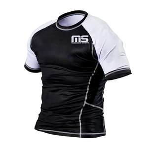 2024 moda media manga RashGuard personalizado Rash Guards BJJ MMA Jiu-Jitsu manga corta hecho a medida Rashguard para hombres - Product Image 1