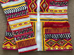 Bohochic XL Varsity Jacket para adultos Tela de lona bordada colorida Producto transpirable y terminado con decoración de encaje - Product Image 3