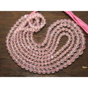 Perles de pierres précieuses de quartz rose de forme ronde à facettes de haute qualité pierre naturelle pour la fabrication de bijoux - Product Image 2