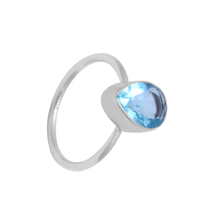 แหวนพลอยบุษราคัมสีฟ้าลูกแพร์925แหวนเงินสเตอร์ลิงแหวนแฟชั่นคลาสสิกสำหรับงานแต่งงานของขวัญปาร์ตี้สำหรับทุกเพศ - Product Image 2