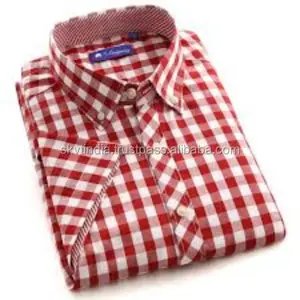 Katoen Mannen Shirt Plaid Geweven Katoen Half Mouw Hi Mode Shirts Fine Gekamd Biologisch Katoen Madras Check Shirts