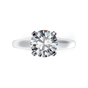 Bague en diamant solitaire à 4 griffes en or blanc 14 carats élégante et luxueuse - Product Image 2