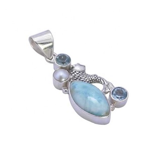 Pendentif en argent sterling 925 pour femme Vintage multi-pierres précieuses bijoux fins avec plaqué rhodium fournisseur direct et fabricant - Product Image 1