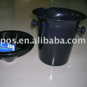 Black Plastic Ice <b>Bucket</b> <b>With</b> <b>Lid</b> Double Wall Round Minimalist Design For Party Use - Product Image 5