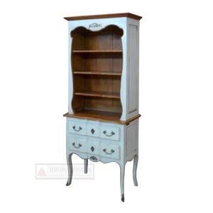 Mobili-Francese Shabby Chic Libreria In Legno Con 2 Cassetti Per Mobili Soggiorno