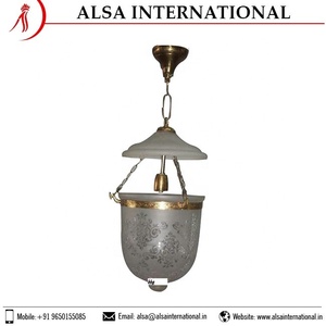 Lámpara colgante de tarro de campana de cristal hecha a mano decorativa para el hogar más vendida con patrón de flores exportador directo suministro a granel artesanías de vidrio - Product Image 5