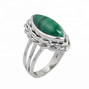 Tự nhiên màu xanh lá cây Malachite Vòng handmade trang sức rắn 925 Sterling Silver nhẫn Bán Buôn & Nhà cung cấp