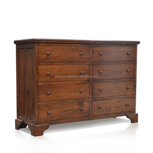 Cómoda de madera de teca sólida, cómoda de 8 cajones, hecha a mano - Product Image 2