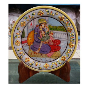 Assiette en marbre blanc pur peinte à l'or pour la décoration de la maison et les cadeaux, fabricant, fournisseurs en Inde - Product Image 1