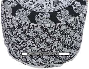 Otomano redondo de 22 pulgadas hecho a mano con Animal Mandala Floral impreso funda de asiento de varios colores decoración del hogar por consignadores indios - Product Image 4